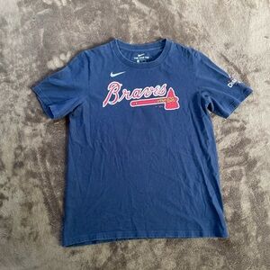 Nike Kids Navy Braves Short-Sleeve Tee with Red Accent